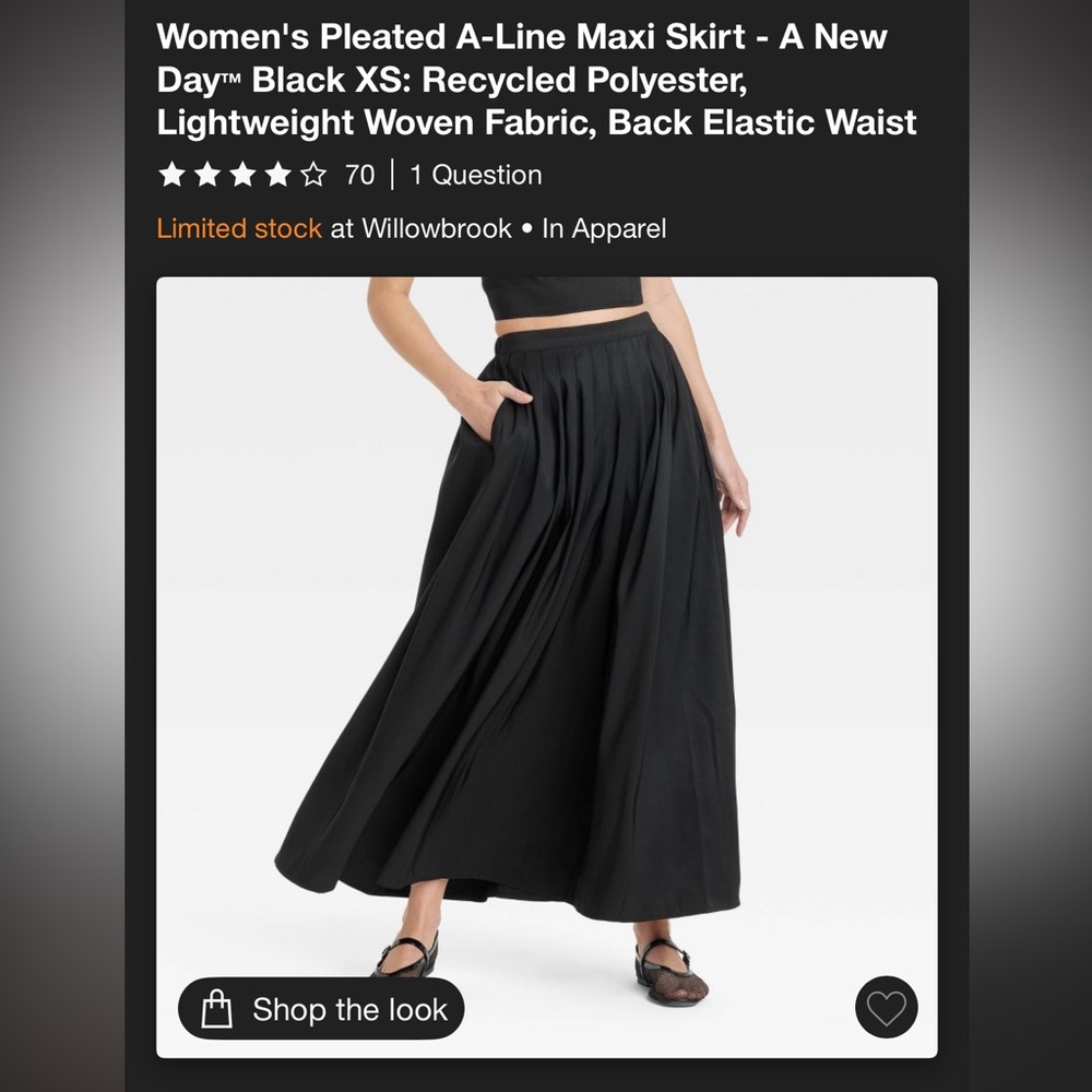 a new day Black Pleated A-Line Maxi Skirt